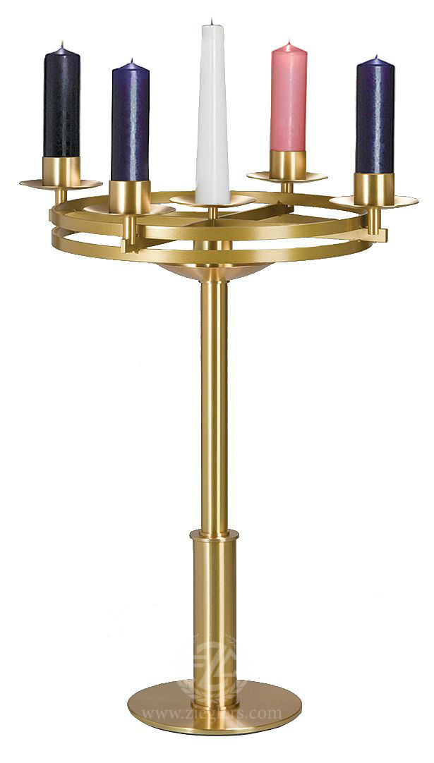 REGAL BRAND SlFAWlS ADVENT WREATH WITH ADJUSTABLE HEIGHT PASCHAL CANDLE  STAND